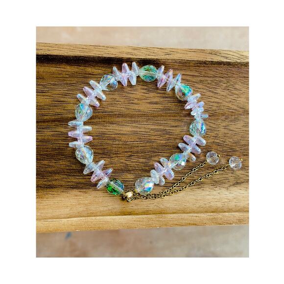 Swarovski Beaded Bracelet Green & Pink - Picture 7 of 8